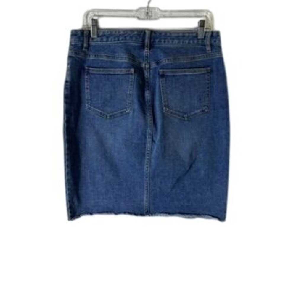 J.McLaughlin Denim Skirt Size 10 Raw Hem Blue Womens Casual Cotton Blend - Picture 3 of 9